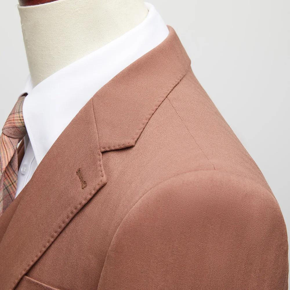 New Suit Suit for Men's Business, Groom and Groomsman's Suit, Korean Version of Brown Slim Man Leisure Suit's Three-piece Suit.
