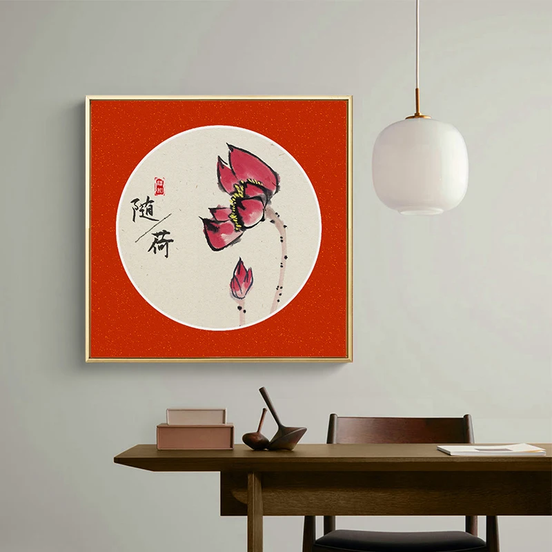 

Современная простая искусственная кожа с лотосом, крыльцо, картина, коридор, гостиная, диван, фон для стены дома