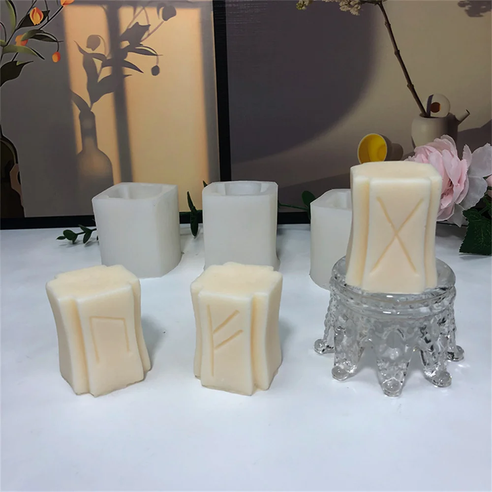 Futhark Letters Candle Silicone Mold RUNE DIY Handmade Art Candle Gypsum Soap Birthday Cake Decoration Baking Supplies Mold
