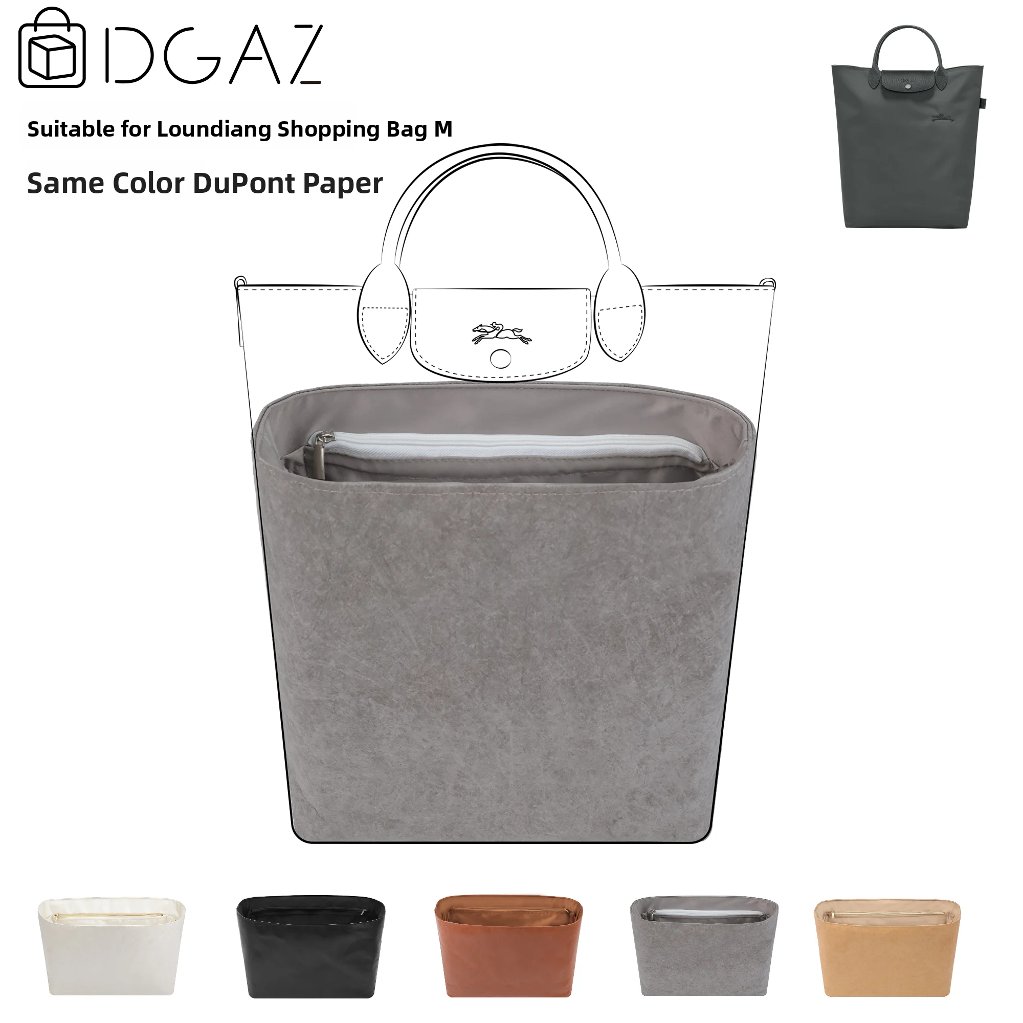 dgaz-global-brand-universal-shopping-bag-vertical-handheld-tote-bag-same-color-dupont-paper-inner-bag-grey
