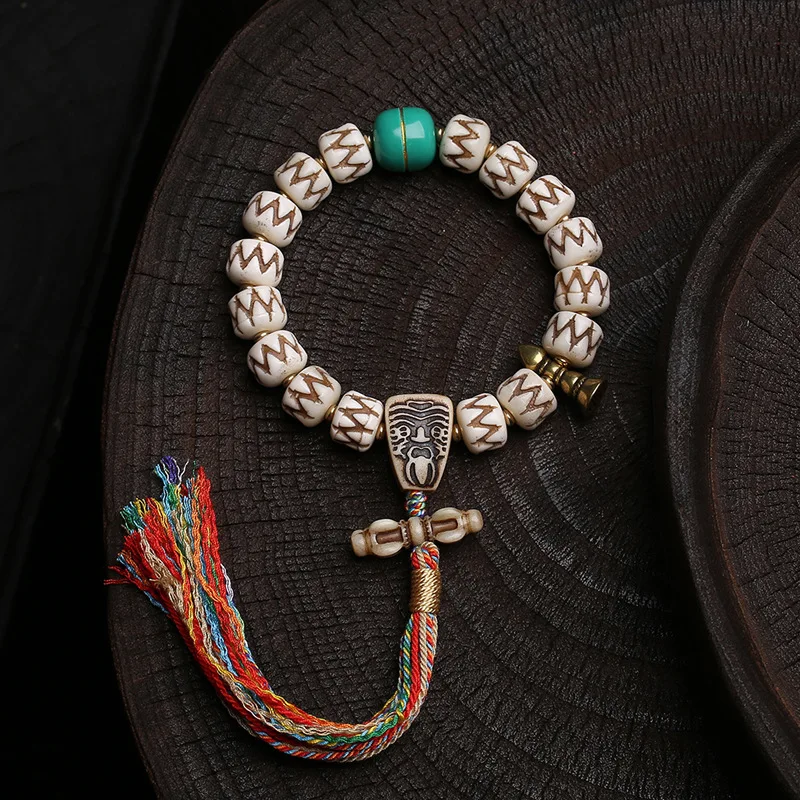 

Tibetan-Style Recurve Bone Carving Devouring Bracelet Single-Circle Camel Bone & Yak Bone Cultural Artifact Buddha Bracelet