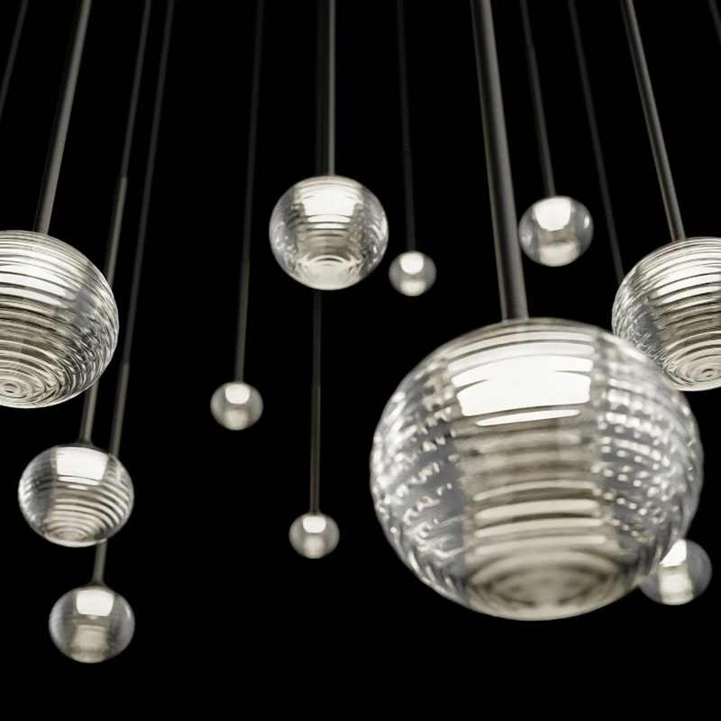 

LED Modern Pendant Light Transparent Sphere Ceiling Pendent Lamp Suitable For Living Room Bedroom Nordic Staircase Chandelier