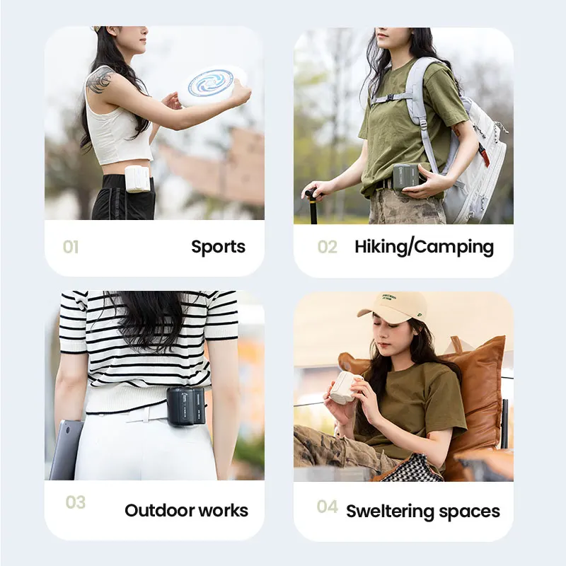 Портативный вентилятор Xiaomi 4500 мАч, мощный перезаряжаемый мини-кулер на талию с 3 скоростями, мощный Переносной кулер с зажимом для ремня для улицы, путешествий, Новинка