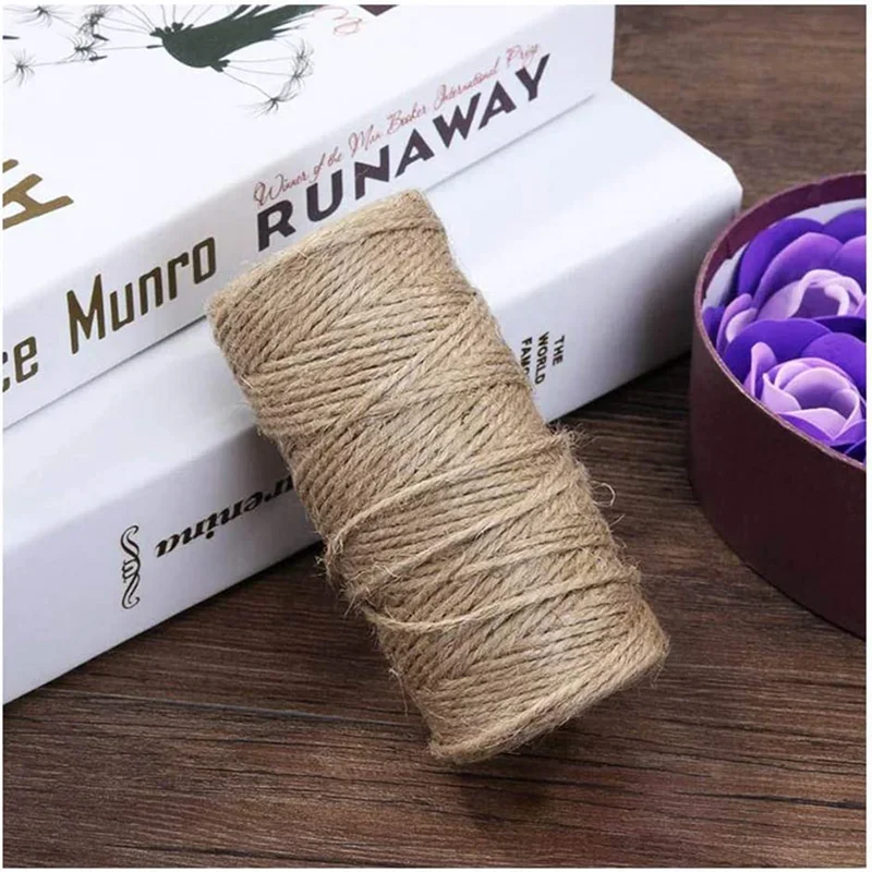 100M/Roll Natural Jute Twine Crafting Twine String Packing String Gifts Wrapping Jute Rope For DIY Crafts Photos Bundling Garden