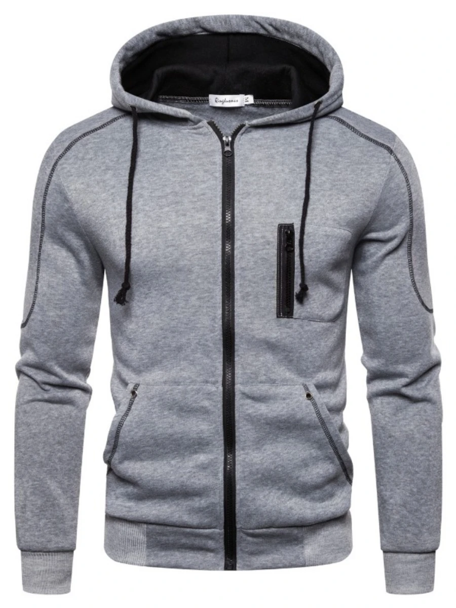 Casual Men Bluza z kapturem 2025 Slim Męski zamek błyskawiczny Streetwear Kardigan Bluzy Odzież wierzchnia Czarna odzież sportowa Męska kurtka z kapturem — zdjęcie 2