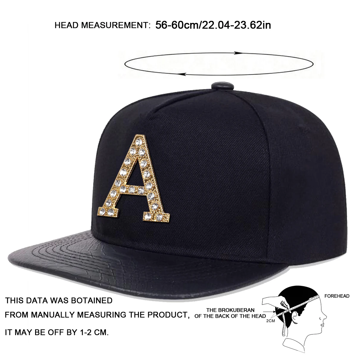 Etichetta unisex con lettera A con trapano Cappelli hip-hop Primavera Autunno Berretti da baseball casual regolabili per esterni Cappello per protezione solare