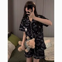 Two-piece set Hello Kitty pajamas summer anime student loungewear cute girl loungewear shirt short-sleeved shorts set