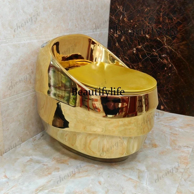 

Y136 Y136 European Luxury golden toilet seat siphon super spin golden flower home hotel toilet hotel designer