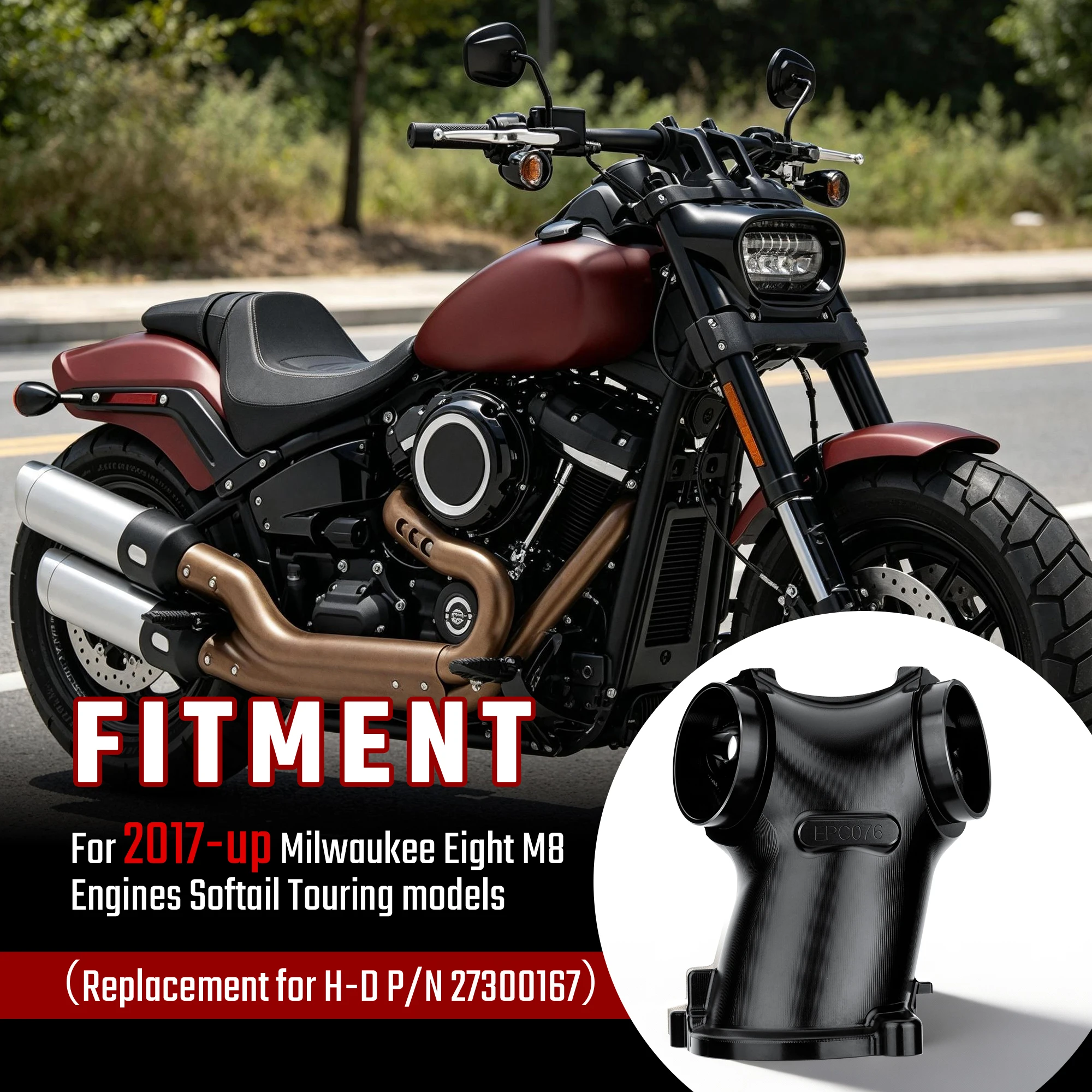 CNC 6061 Aluminum M8 Intake Manifold for Harley 2018-Later Softail and 2017-Later Touring High Flow 55MM Intake Manifold
