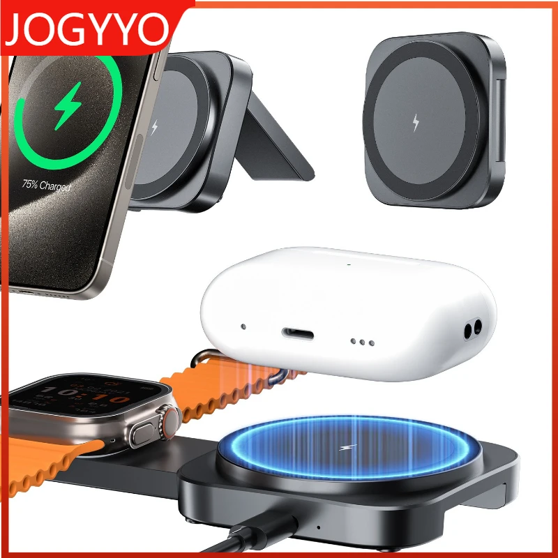 

Universal 2 in 1 Charging Station Devices Wireless Stand Travel Mini Wireless ChargerPhone Holder for iPhone 17 16 Pro Samsung