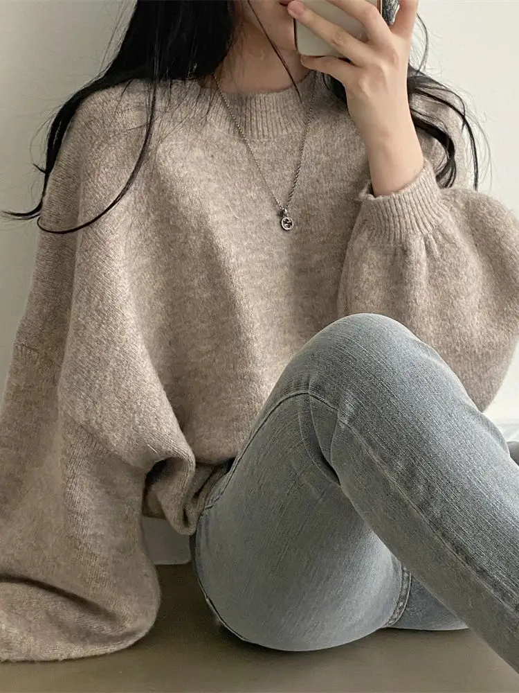 Alien Kitty Lazy Style Oversize Femme Pullover Tops Office Lady Soft Autumn 2023 OL Warm Chic Women Knitwear Sweaters Jumpers