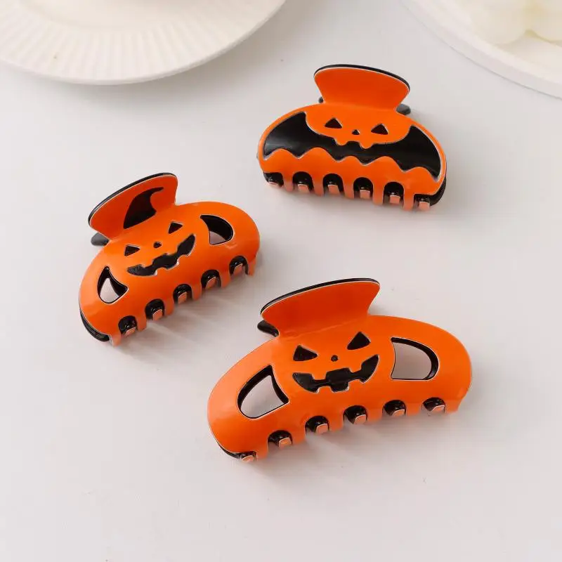 Cute Halloween Pumpkin Hair Claw Clips With Non Slip Grip Perfect For Halloween Parties Cosplay Daily Hair Styling