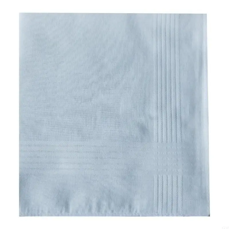 C71F 40x40CM White Handkerchief Towel for Adult Big Pocket Square Multiuse Face Towel Men Sweat Wiping Hankie Set of 6PCS