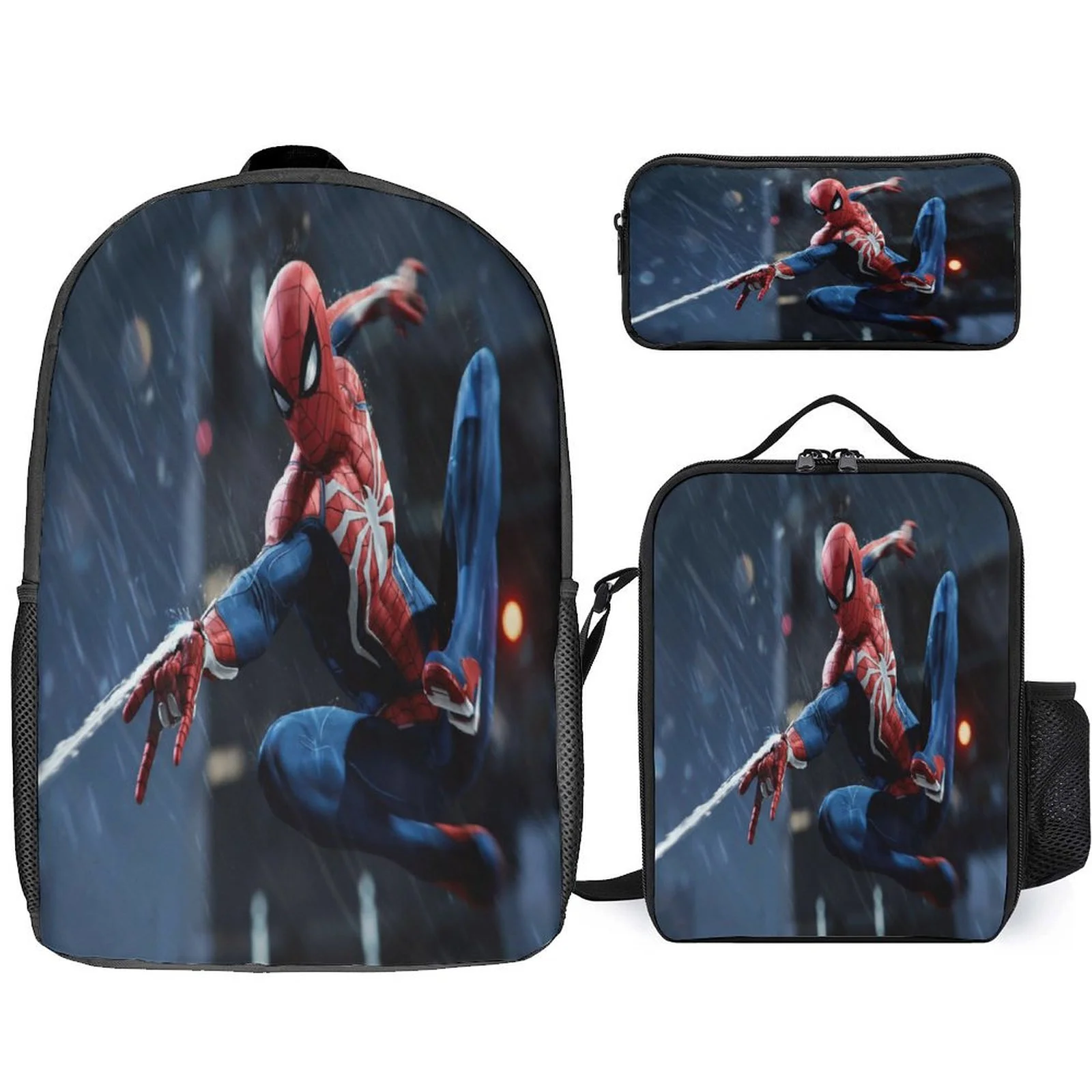 

HOT Unisex Children Spider-Man Backpack 3Pcs Set-Large Capacity Knapsack Canvas Shoulder Bag with Pencil Case for Boys