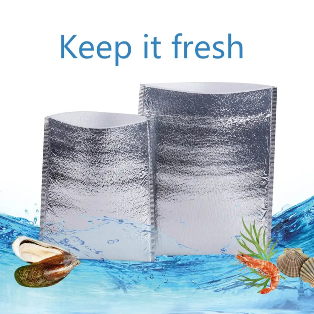 50 قطعة/الحزمة للطي الجليد الباردة الدافئة الألومنيوم احباط حقيبة الغذاء الحراري تسليم الناقل حقيبة عزل التعبئة شرب تخزين حقيبة للحفاظ على البرودة