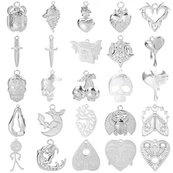 5pcs/Lot Titanium Accessories Gothic Pendant Stainless Steel Charms For Jewelry Making Supplies Skull Chain Heart Tears Material