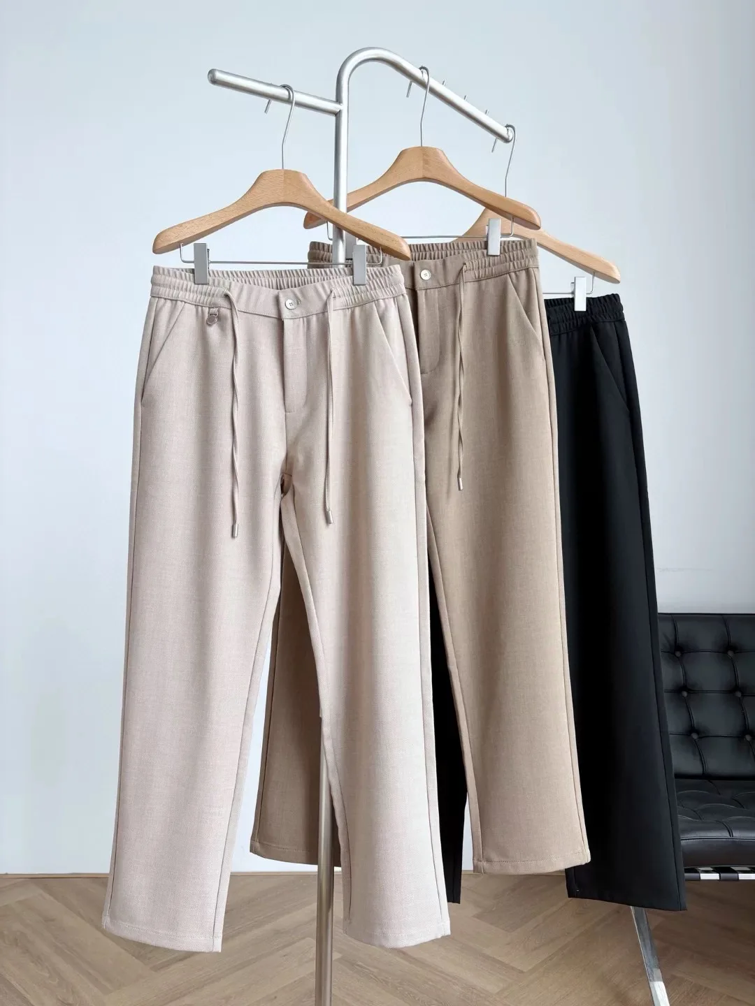 

Men's Casual Pants Pure Color Wool Blend Breathable Busin Simple Slim Fit Versatile Autumn Winter New Sle mid Waist Elastic