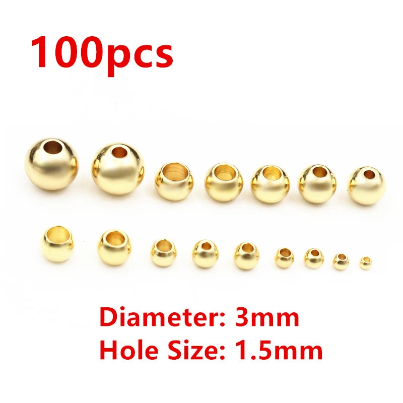 30-100 Stück 2-8mm Edelstahl Gold Farbe Spacer Perlen Charme lose Perlen DIY Armbänder Halskette für Schmuck Herstellung Charms