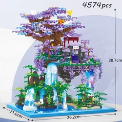 Balody 16260 World Architecture 3D Mini Diamond Waterfall Pool Building Block MOC Mini Street View Sakura Tree House Brick Gifts