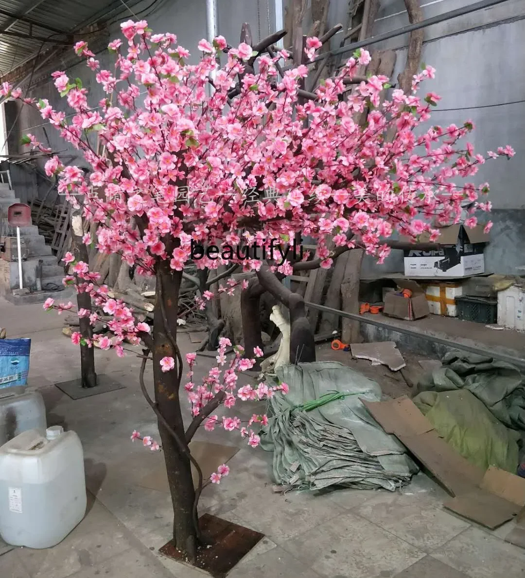 newFake Peach Tree Simulation Large Plant Peach Blossom Artificial Cherry Tree Simulation Wishing Peach Blossom Decorationss 730