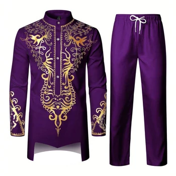 Robe Musulmane Motif Impression Noir Blanc Jaune Bleu Marine...