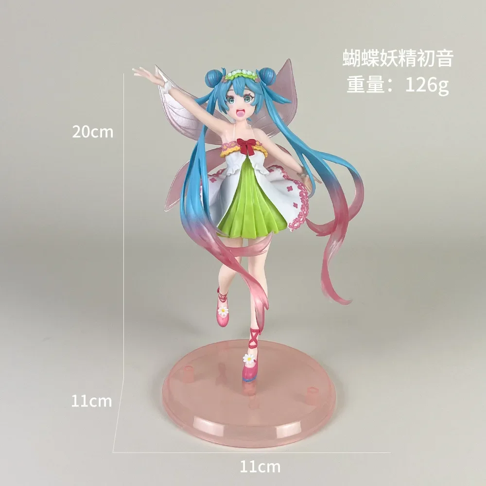 20cm Hatsune Miku Anime Girl Figures Cartoon Cherry Blossom Miku Butterfly Fairy Doll Mode Figurines Kids Toys Gifts Ornament