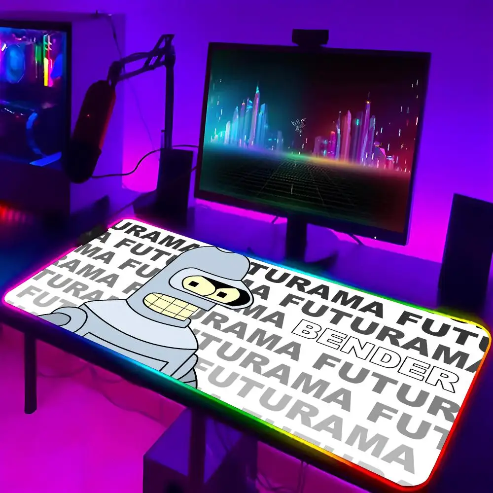 Anime F-Futurama Mouse Pad Gaming Rgb Mousepad Backlit Keyboard Gamer Girl Xxl Laptop Mat Table Pads Deskpad