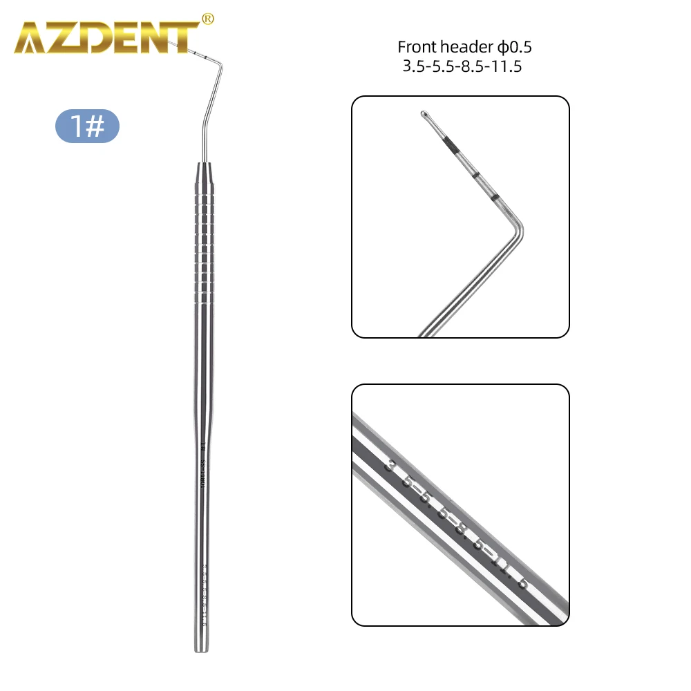 AZDENT 1PC Dental Stainless Steel Graduated Periodontal Probe with Scale Probe 134℃ Sterilization Dentistry Tool