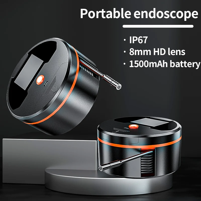 Portable Stwoable Endoscope Camera 2.4 inch HD Inspection Borescope Camera with 8 LED IP67 Waterproof Drain Camera For Sewer Car