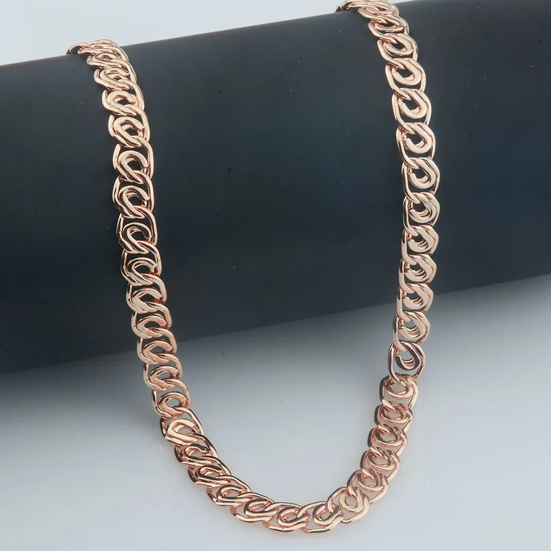 7mm Women Men Set Jewelry Geometry 585 Rose Gold Color Necklace Chains New