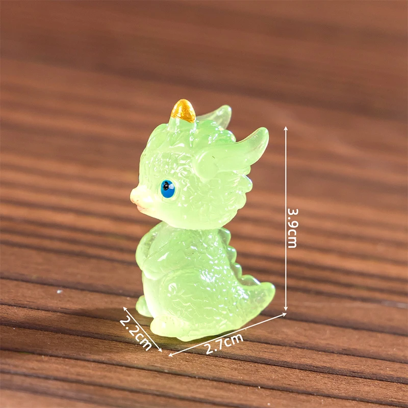 C 1PC new Mini Luminous Zodiac Dragon Figurine Simulation Loong Ornament Micro Landscape Car Interior Home Desktop Decoration
