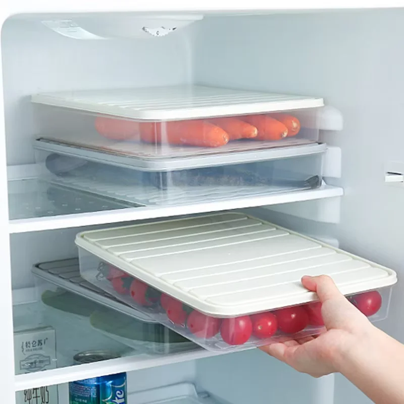 With Lid Square Plastic Single-layer Sealed Transparent Box Freezer Dumpling Box Food Storage Container Stackable Food Saver Box