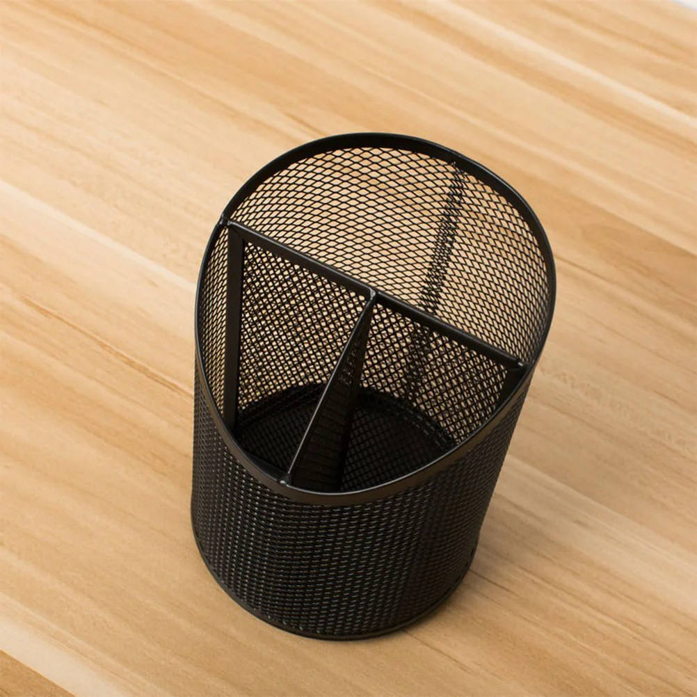 Black Creative Pencil Cups Bevel Pen Container Metal Pencil Holder Desktop Storage Container Decoration Desk Organizer