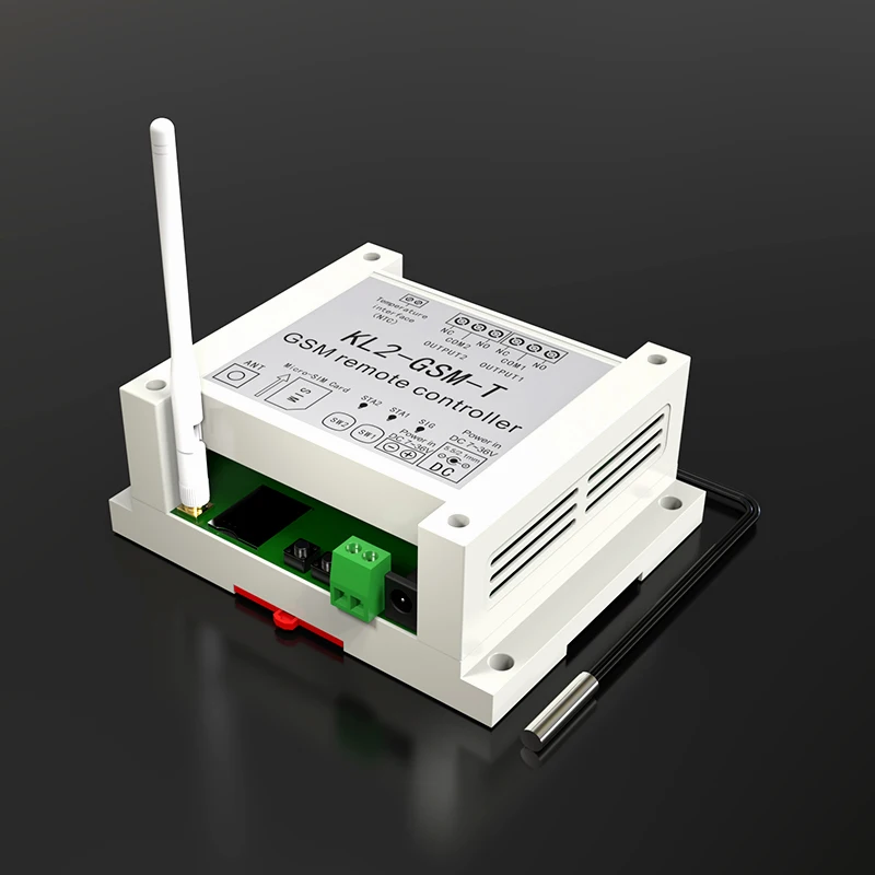 GSM Remote Controller Switch Access Controller of 2 Relay Output with Temperature Sensor Power Failure Alert EU Adaptor