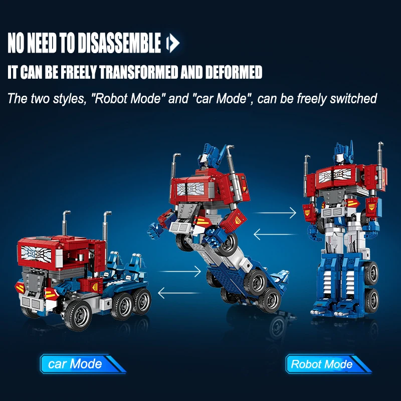 2-in-1 변신 로봇 자동차 블록 키트, 928PCS 레드 블루 메카 트럭 모델 브릭 MOC 조립 DIY 장난감 어린이 선물