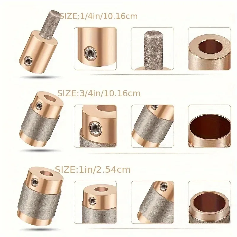 3Pcs Set Diamond Dressing Tools Brass Material Diamond Grit for Ceramic Stained Glass Grinding Professional Grinding Wheel Accessories Essential Tool Kit for Precision Grinding Durable and High Performance
