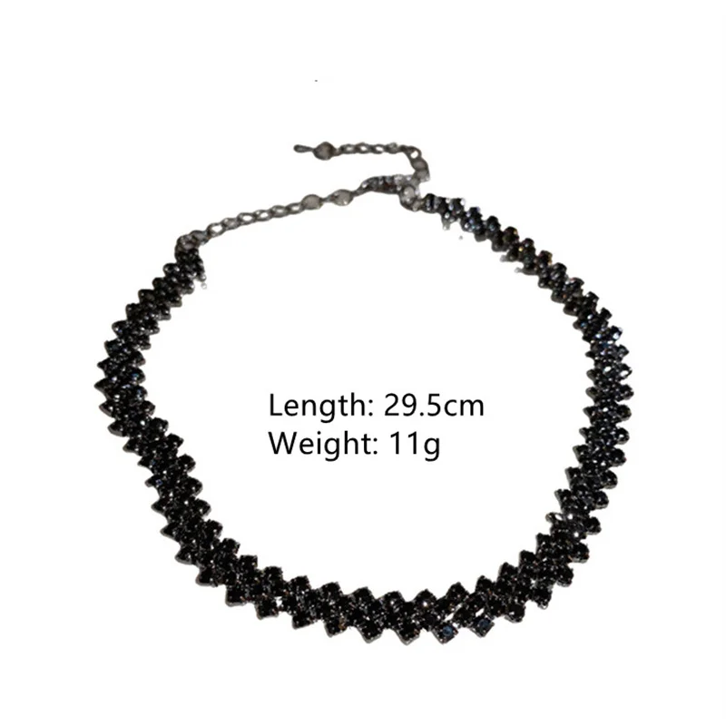 FYUAN Fashion Black Rhinestone Choker Necklaces for Women Geometric Crystal Necklaces Weddings Jewelry Party Gifts