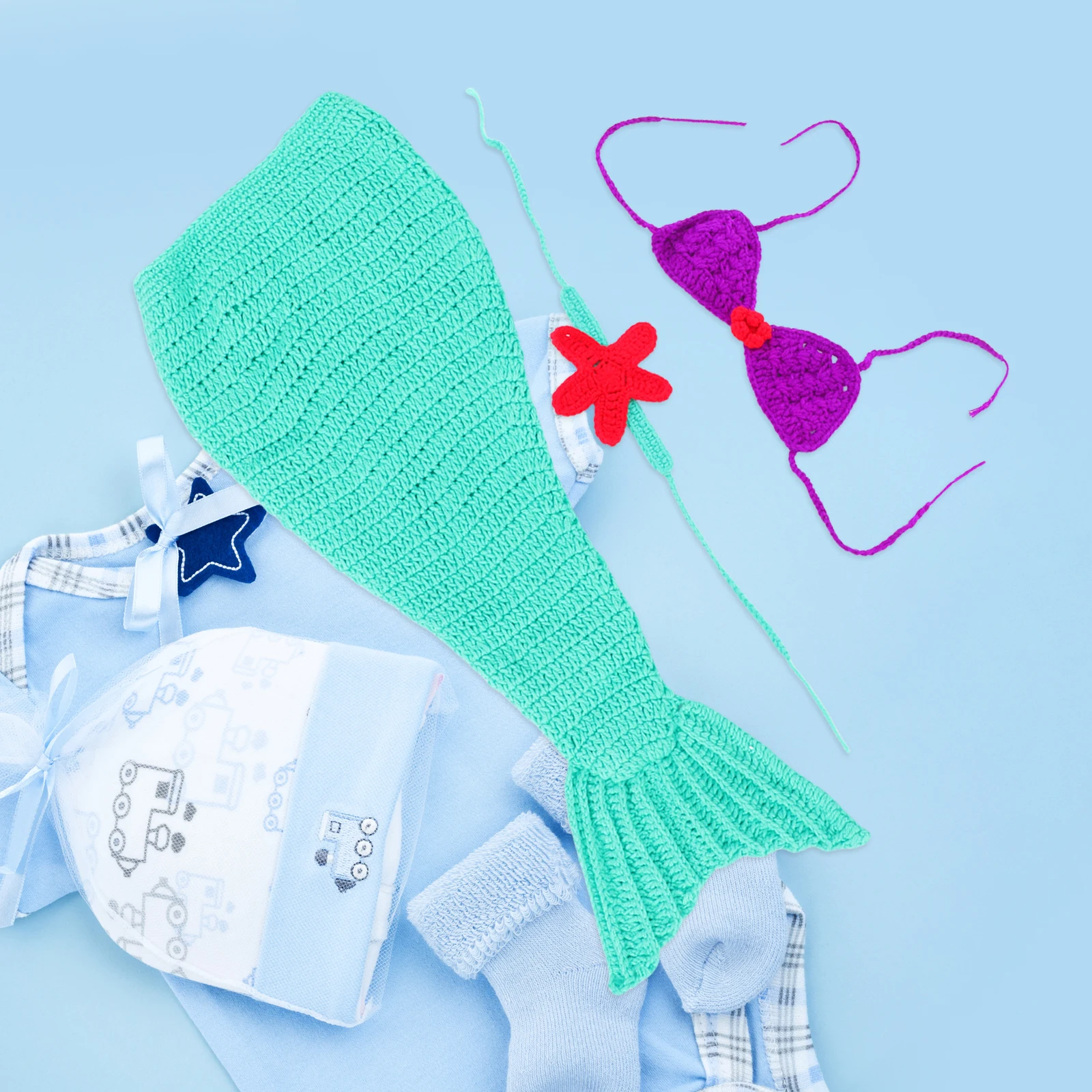 

Baby Photo Props Mermaid Costume Knitted Outfits Newborn Photography Clothing Accessories Adorable Clothes