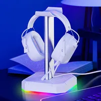 Aluminum Alloy Gaming Headphone Stand Space Saving Desktop Organizer Vertical Bracket RGB Backlight Headset Holder Display Rack