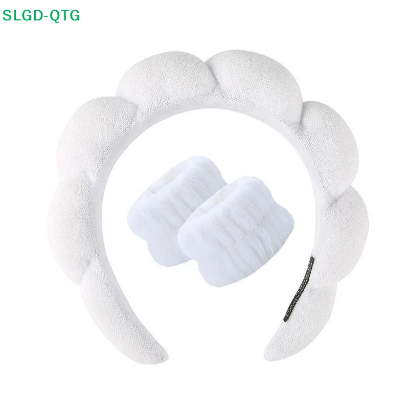 Hot! 1 PCS Soft Fluffy Spa Headband Set With 2 PCS Wrist Bands For Facial Cleansing Shower Makeup