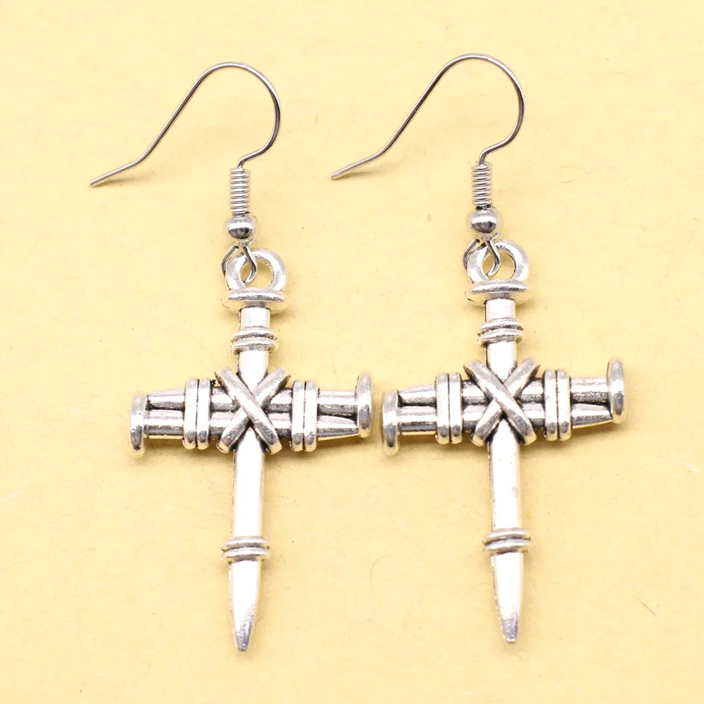 1 Pair Crosses Earrings 2024 Trend Jewlery Trendy 25x35mm