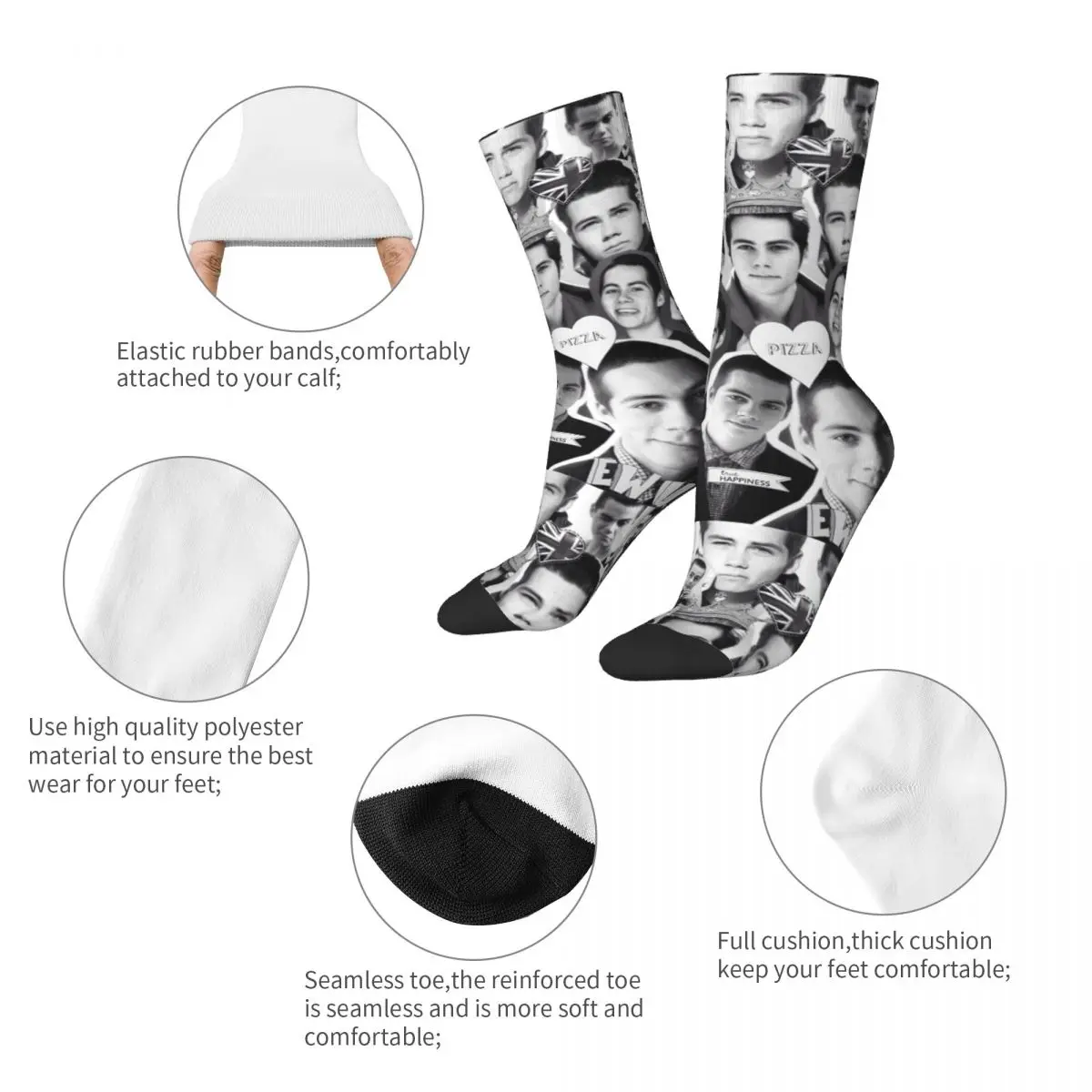 Harajuku dynamus traspirante Photo Dylan O Brien Print Crew Socks calzini lunghi caldi accessori regali di natale per donna uomo antiscivolo