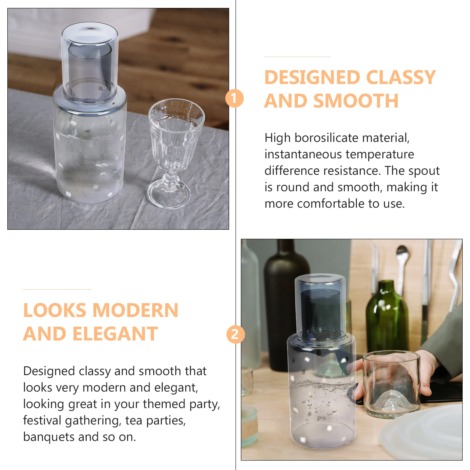 

1Set Cold Water Glass Kettle and Cup Set Clear Glass Bottle Practical Drinking Supply for Cup Bottle