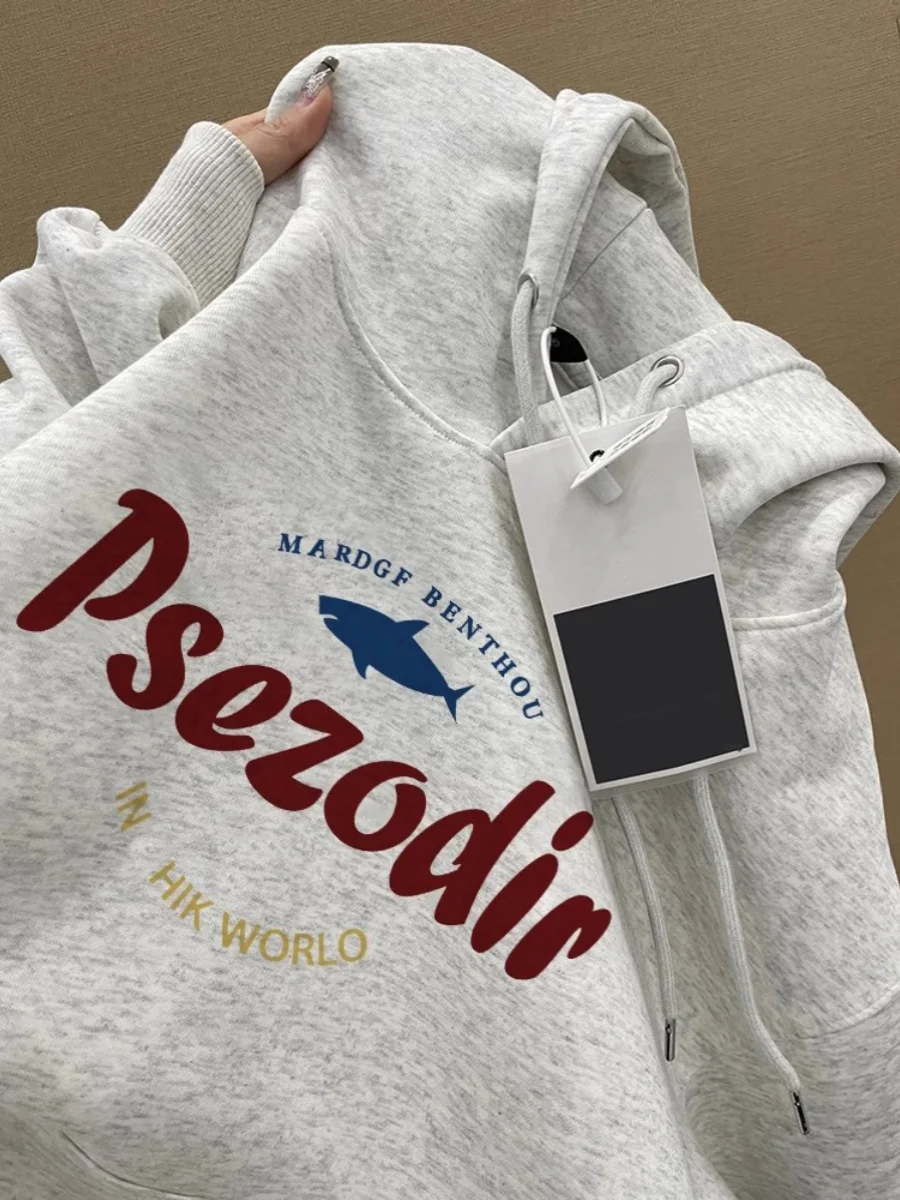 

Утепленная флисовая толстовка с капюшоном в стиле High Street, осенне-зимняя верхняя одежда, повседневная свободная молодежная модная одежда