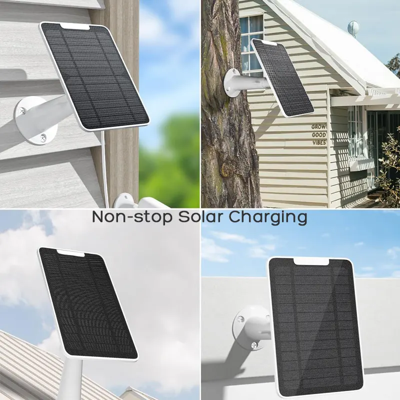 Waterproof Solar Panel for Surveillance Camera Eufy Cam 2C/2C Pro/E40/E20/2/2 Pro/E Arlo Essential Spotlight Wyze Cam Outdoor