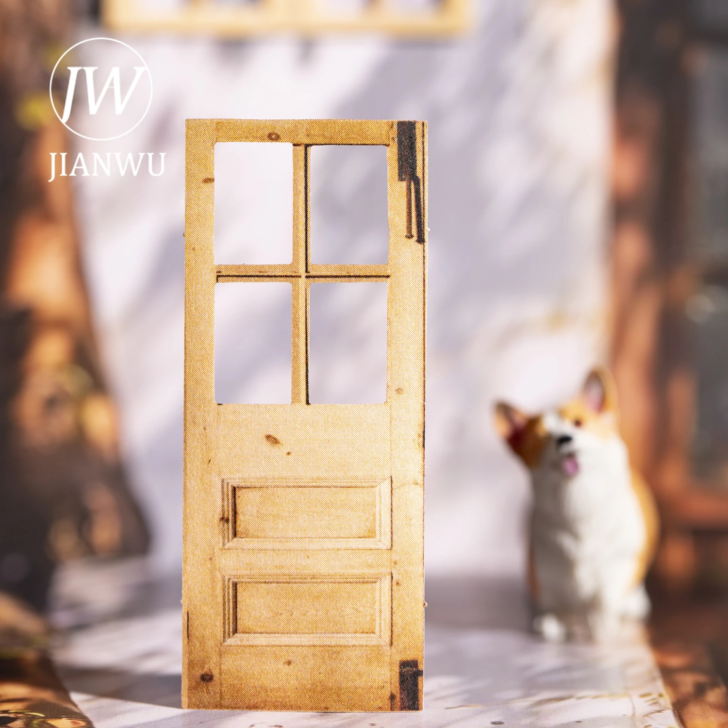 JIANWU Vintage Door Window Series Retro Hollow Window Landscape Material Collage Scrapbook Sticker Creative Journal Stationery