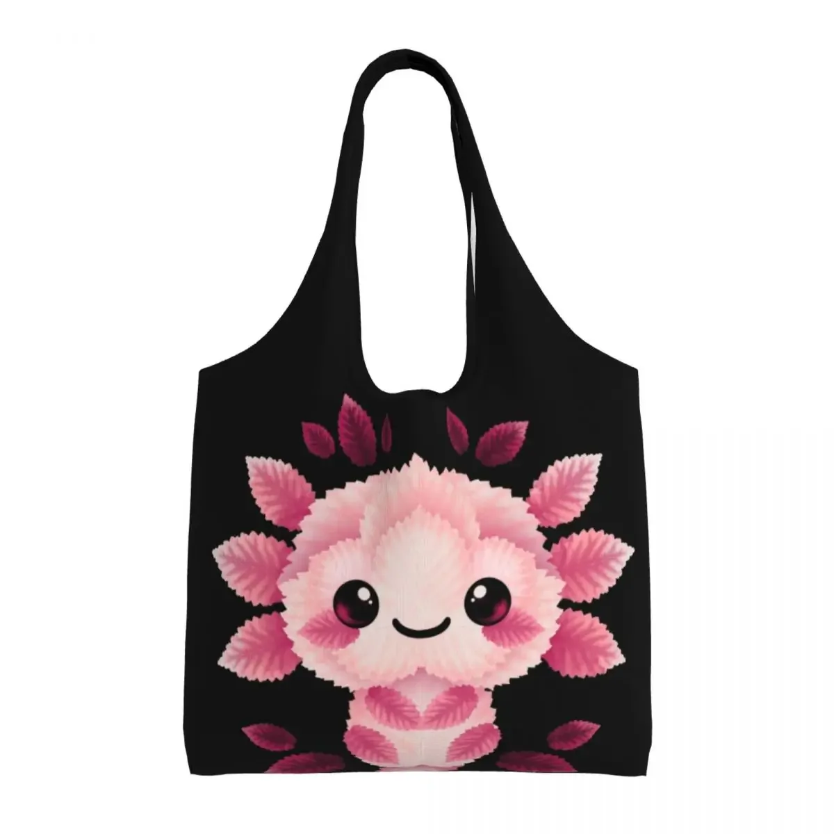 Axolotl Of Leaves Shopping Tote Bags Recycling Salamander Animal Grocery Canvas Shopper Shoulder Bag Photography Handbags