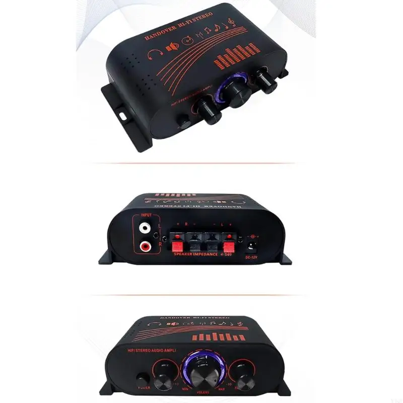 Y4QF 20WX2 Power Amplifier Home Stereo Hifi Stereo Digital 2 Saluran Terpadu Mini Speaker Pasif Amp 12V Car Home