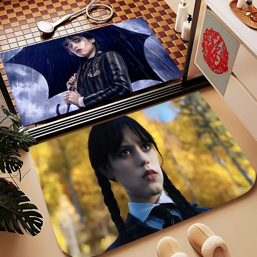 W-Wednesday Addams سجادة باب غرفة الاطفال غرفة نوم الديكور شرفة المضادة للانزلاق ممسحة غرفة المعيشة ممسحة منطقة البساط