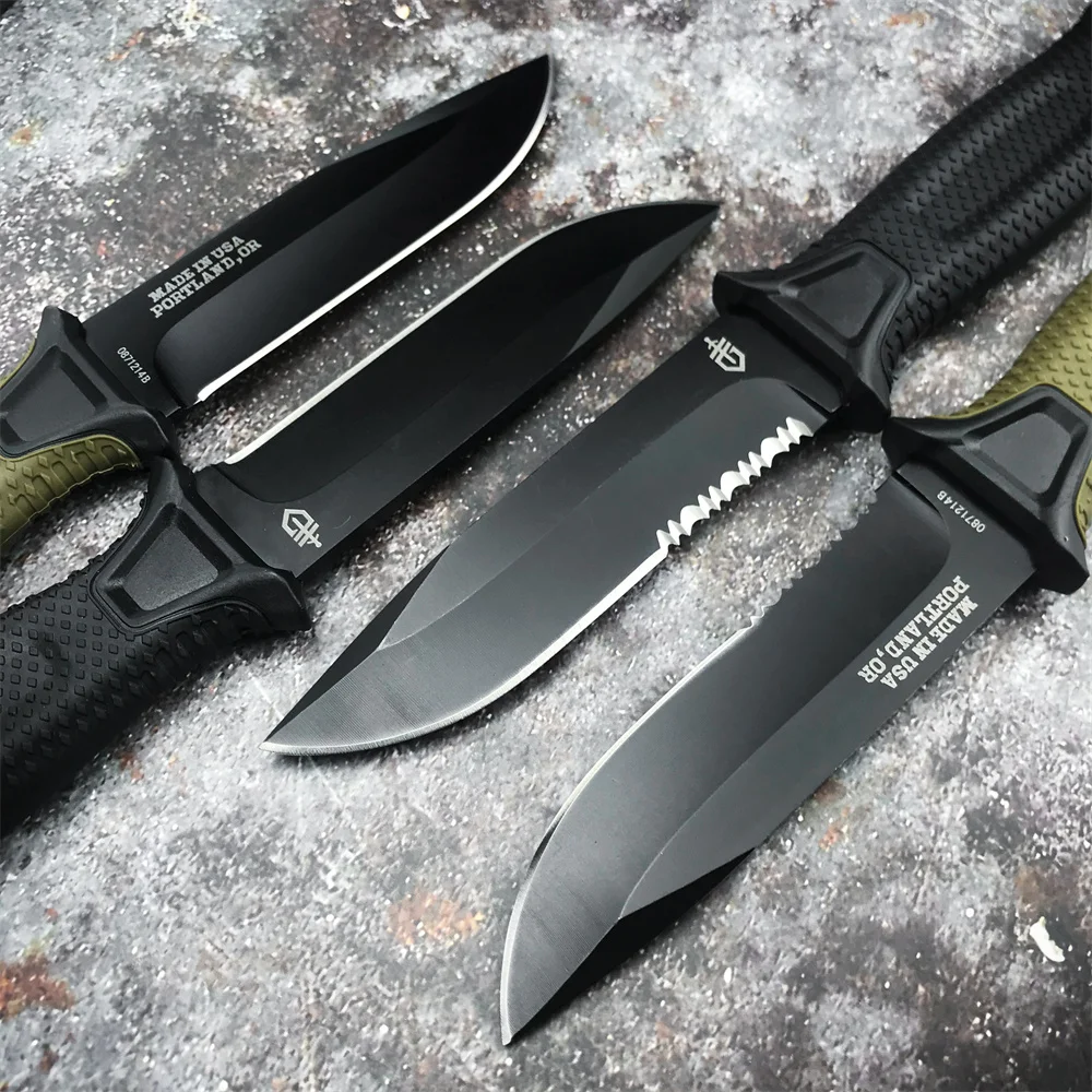 GB 1500 Military Outdoor Fixed Sharp Knife 12C27 Blade FRN Fiberglass Cover Handle Hunting Survival Knives Tactical Combat Tools